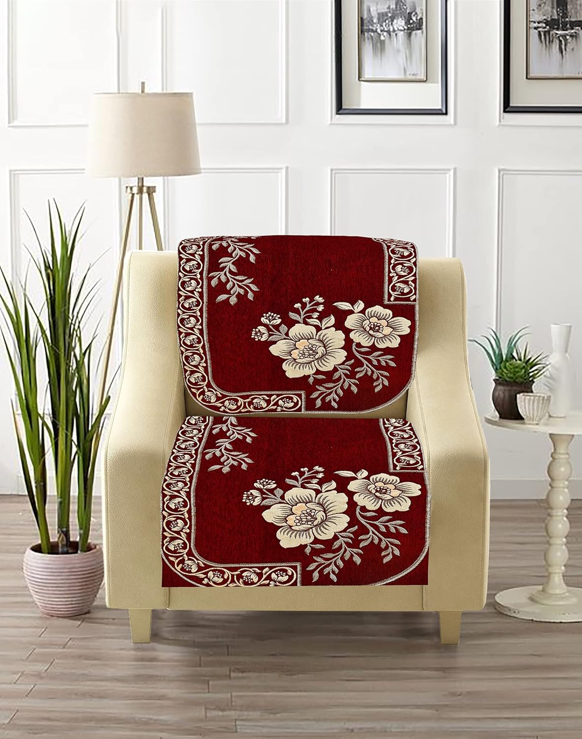 Dazzling DECOR Velvet Sofa Cover 3 Seater and 2 Seater - Premium Sofa Cover 5 Seater Full Cover Set for Couch- Heavy Fabric Sofa Seat Cover Slip Protector, 201_Maroon