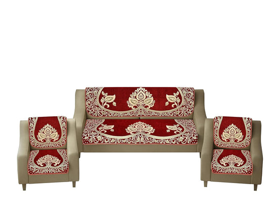 Dazzling DECOR Velvet Sofa Cover 3 Seater and 2 Seater - Premium Sofa Cover 5 Seater Full Cover Set for Couch- Heavy Fabric Sofa Seat Cover Slip Protector, 2701_Maroon