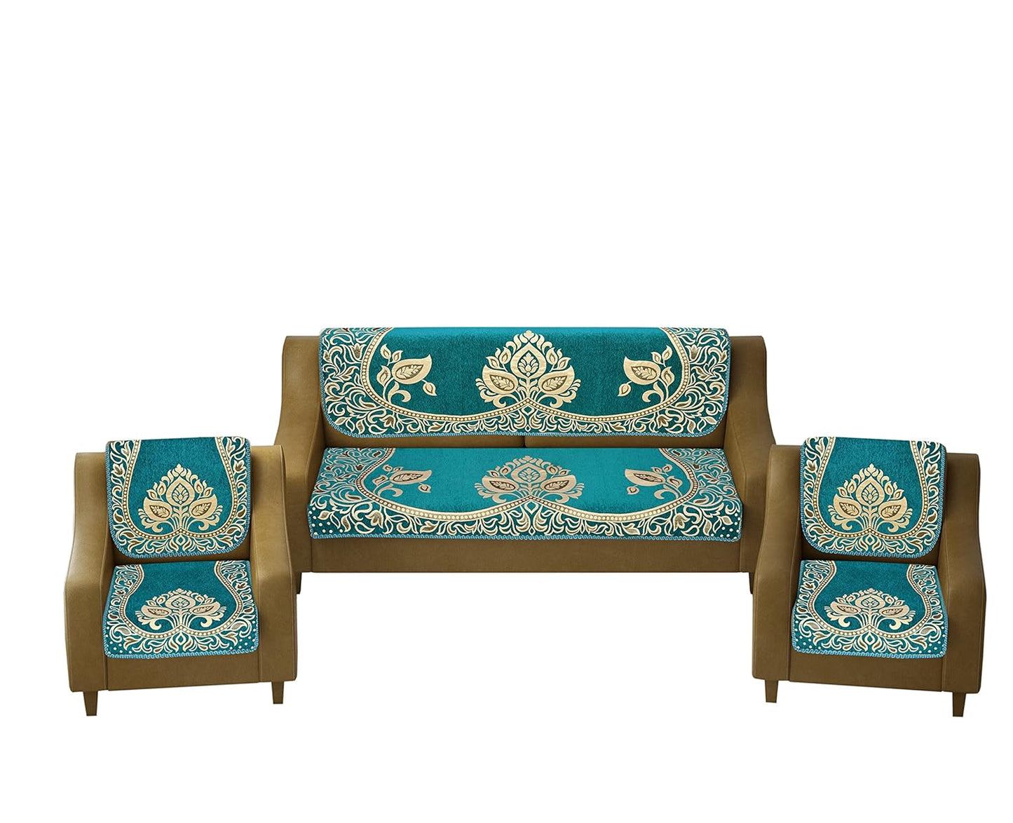 Dazzling DECOR Velvet Sofa Cover 3 Seater and 2 Seater - Premium Sofa Cover 5 Seater Full Cover Set for Couch- Heavy Fabric Sofa Seat Cover Slip Protector, 2701_Aqua