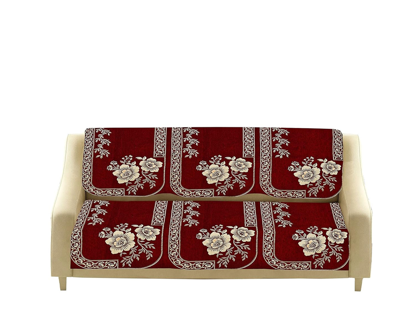 Dazzling DECOR Velvet Sofa Cover 3 Seater and 2 Seater - Premium Sofa Cover 5 Seater Full Cover Set for Couch- Heavy Fabric Sofa Seat Cover Slip Protector, 201_Maroon