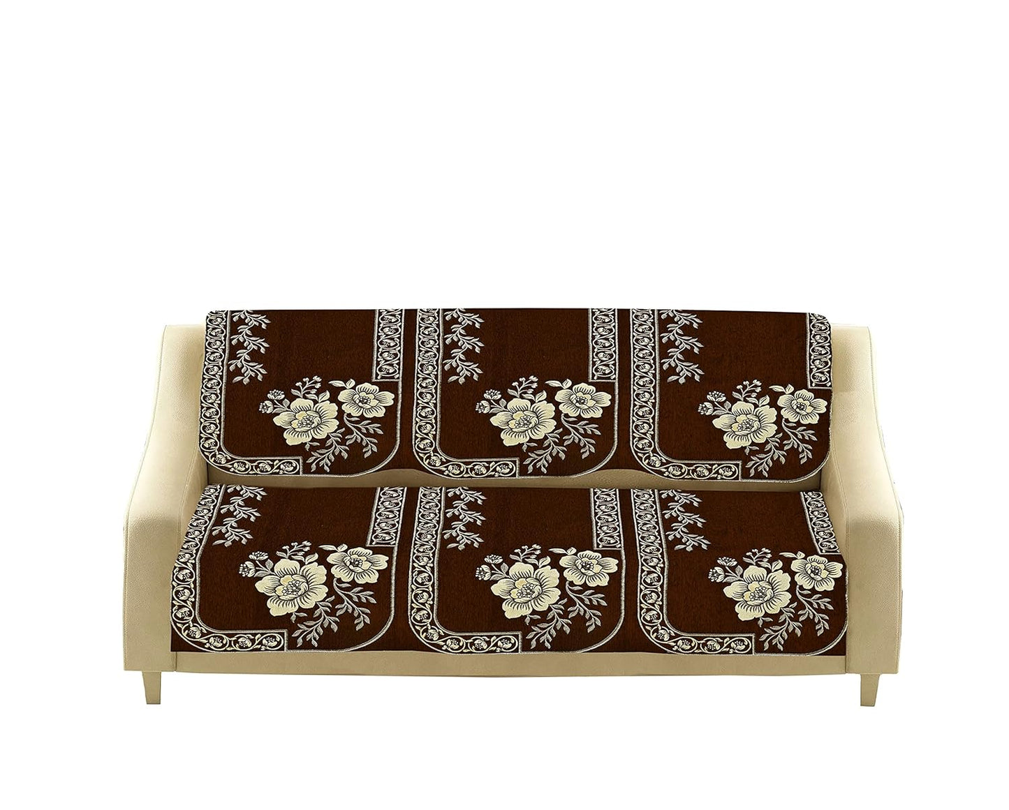 Dazzling DECOR Velvet Sofa Cover 3 Seater and 2 Seater - Premium Sofa Cover 5 Seater Full Cover Set for Couch- Heavy Fabric Sofa Seat Cover Slip Protector, 201_Brown