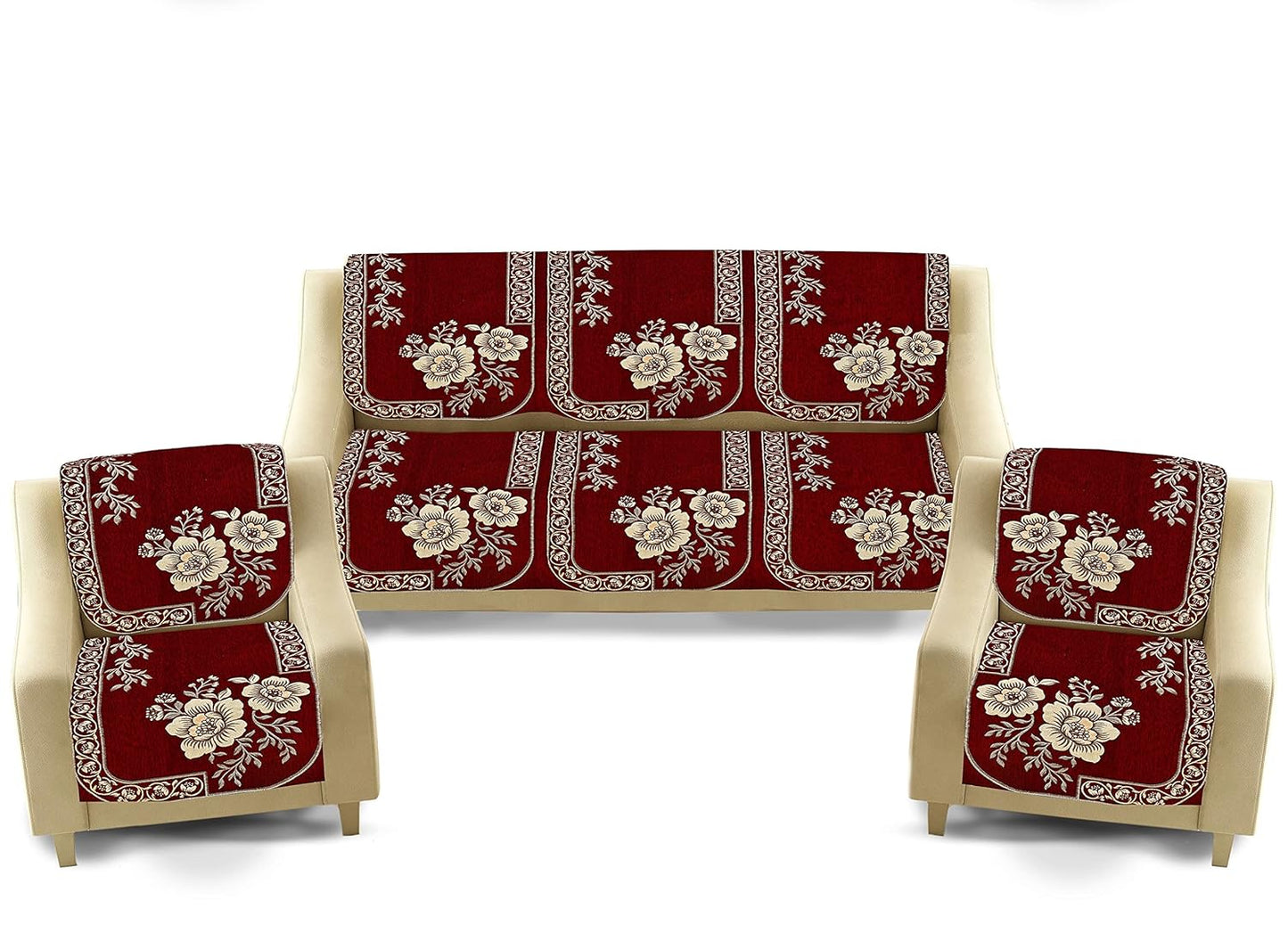 Dazzling DECOR Velvet Sofa Cover 3 Seater and 2 Seater - Premium Sofa Cover 5 Seater Full Cover Set for Couch- Heavy Fabric Sofa Seat Cover Slip Protector, 201_Maroon