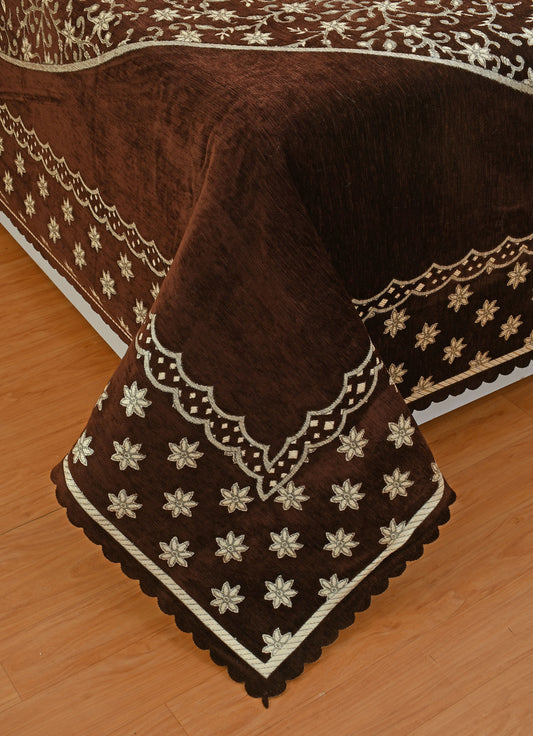 Jayvaam Luxury Velvet Bedsheet – King Size Luxury Bed Sheet – Ultra Soft, Cozy & Warm Bedding for Bedroom – Hypoallergenic & Elegant Velvet Texture (Crystal 01 Coffee 100X100, Velvet Bedsheet)