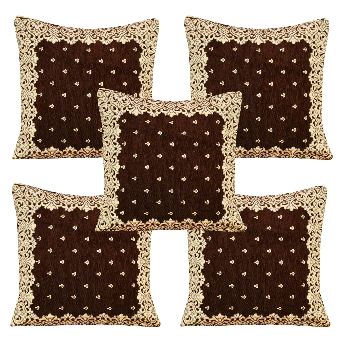 JAYVAAM Chenille, Velvet, Jute Cushions Cover (Pack of 5, 40 cm*40 cm, Multicolor)
