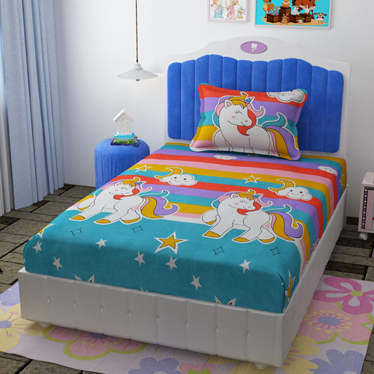 Single bed kids cartoon printed cotton bedsheet