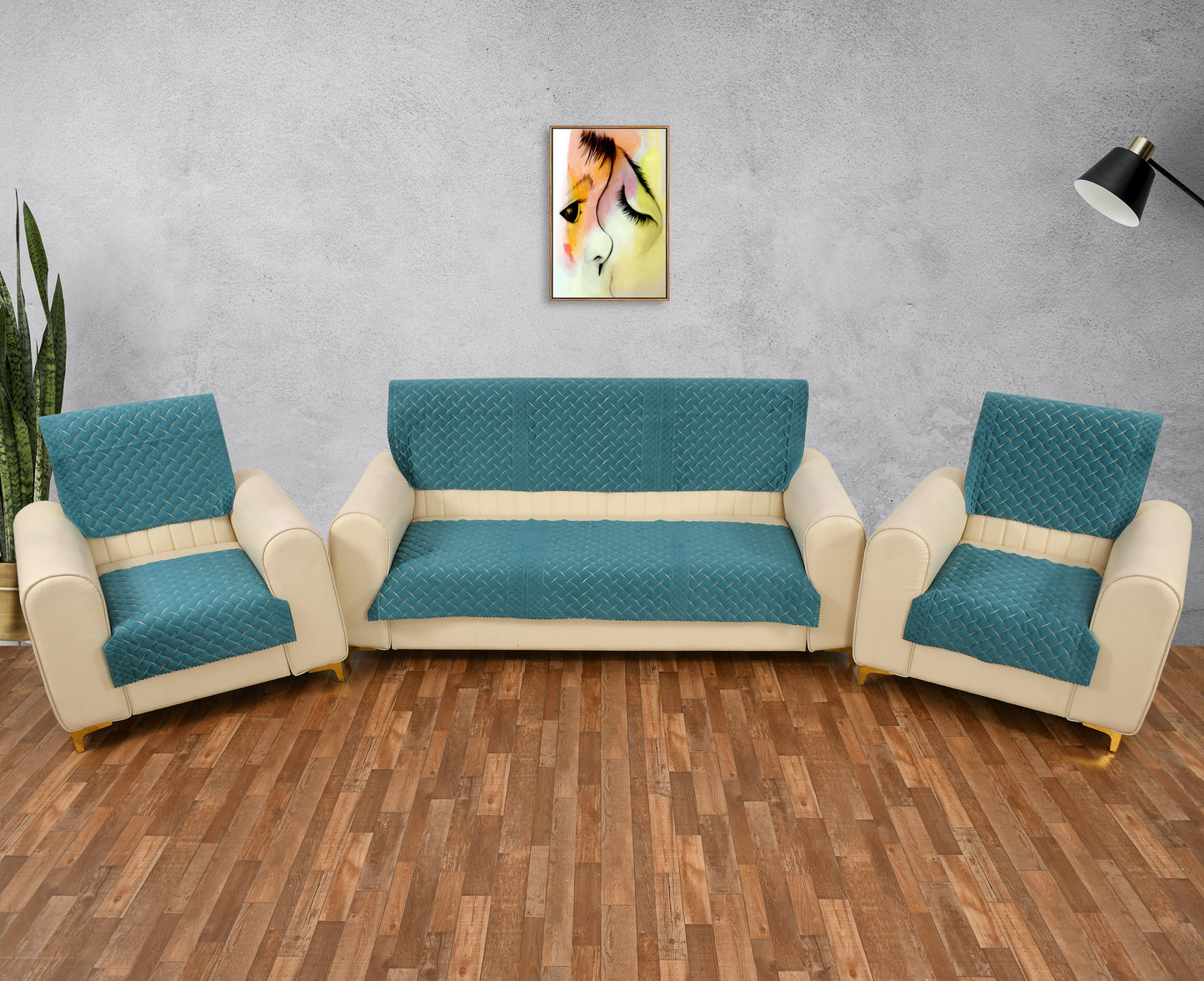 Crosscheck sky sofa cover