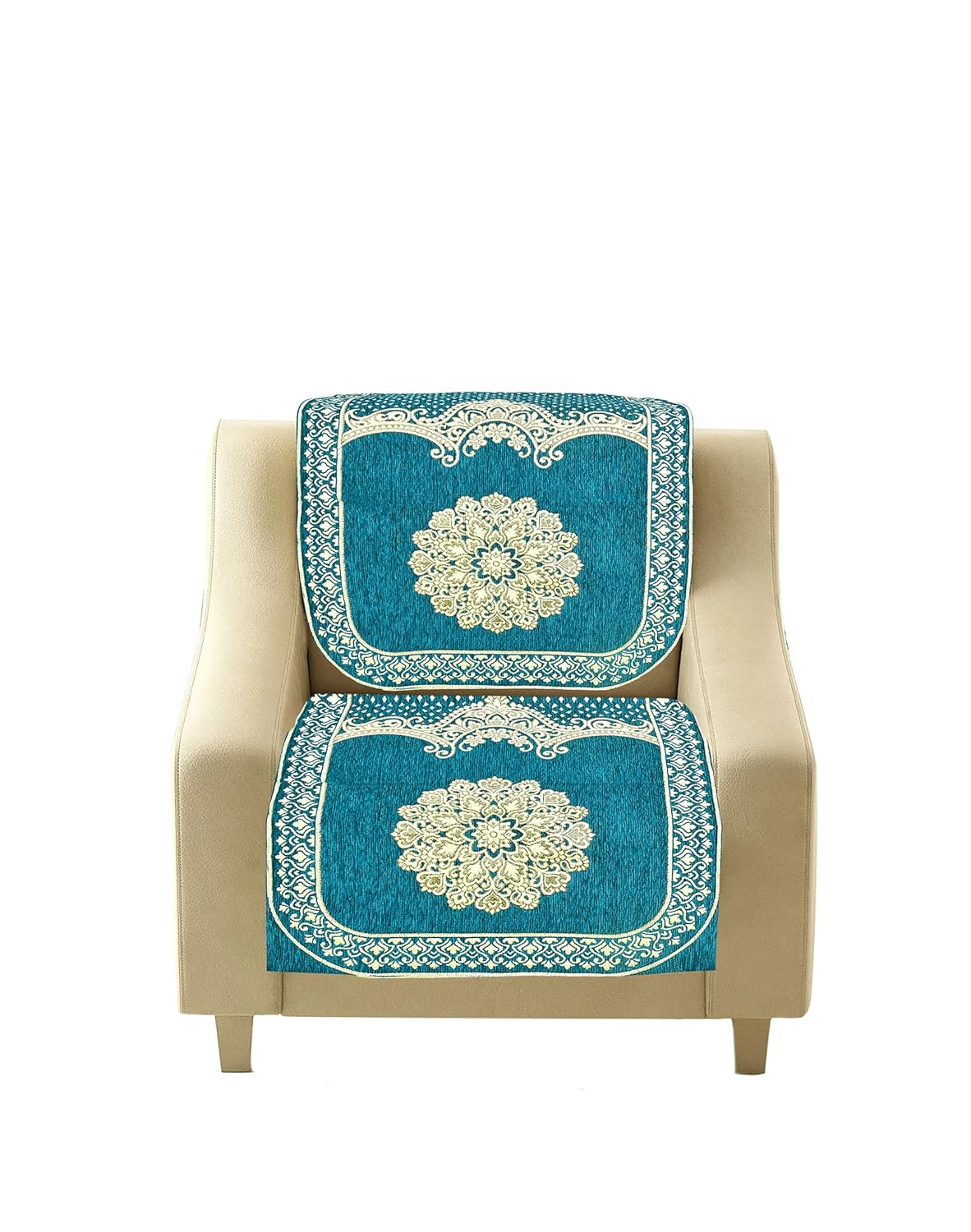 Dazzling DECOR Velvet Sofa Cover 3 Seater and 2 Seater - Premium Sofa Cover 5 Seater Full Cover Set for Couch- Heavy Fabric Sofa Seat Cover Slip Protector, 2922_Aqua
