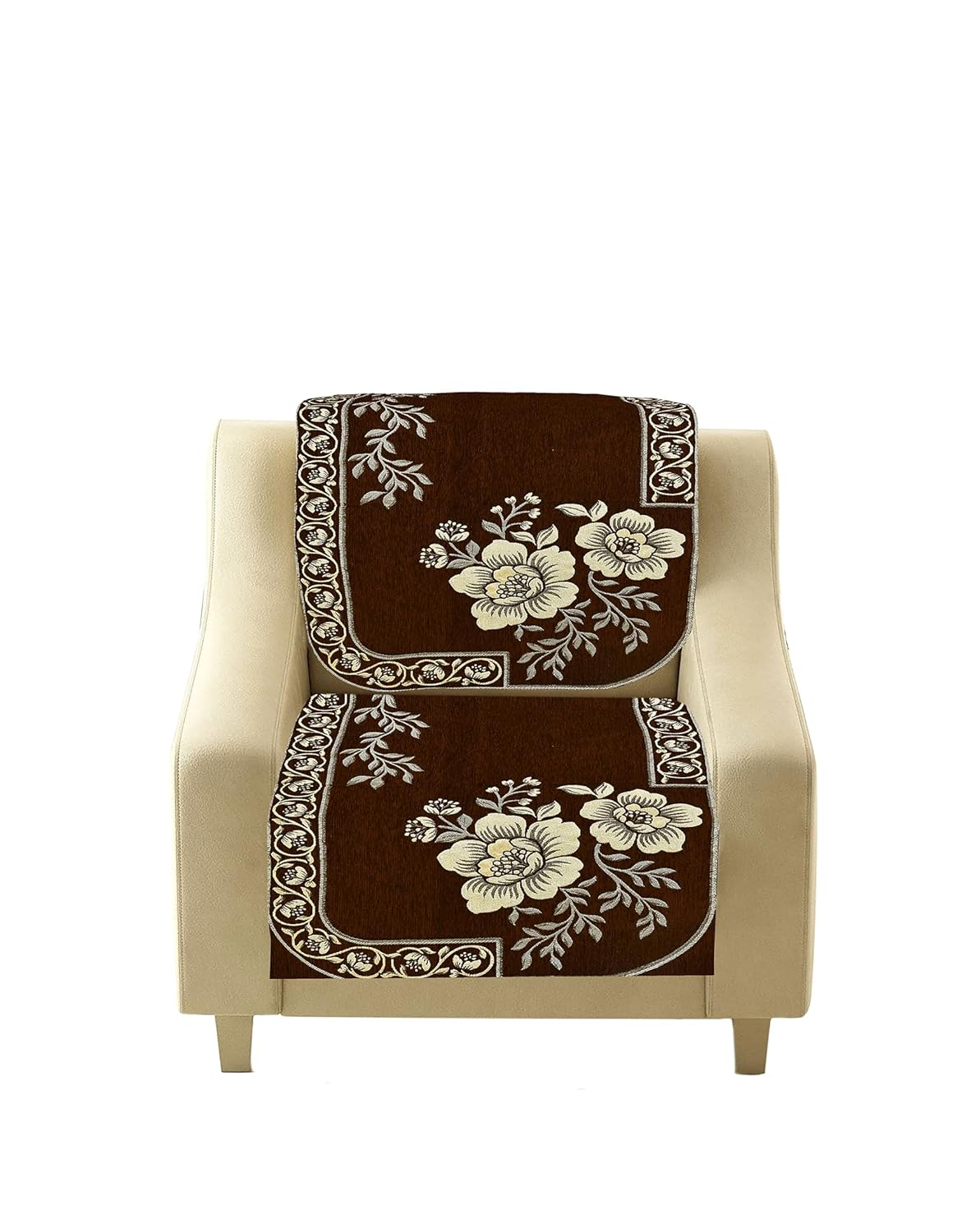 Dazzling DECOR Velvet Sofa Cover 3 Seater and 2 Seater - Premium Sofa Cover 5 Seater Full Cover Set for Couch- Heavy Fabric Sofa Seat Cover Slip Protector, 201_Brown