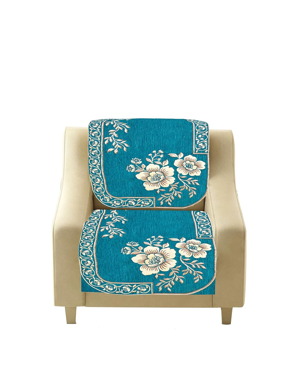 Dazzling DECOR Velvet Sofa Cover 3 Seater and 2 Seater - Premium Sofa Cover 5 Seater Full Cover Set for Couch- Heavy Fabric Sofa Seat Cover Slip Protector, 201_Aqua