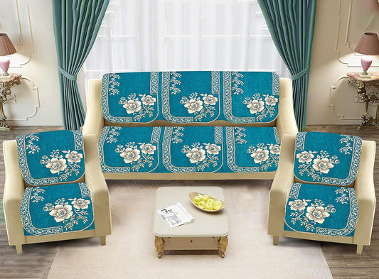 Dazzling DECOR Velvet Sofa Cover 3 Seater and 2 Seater - Premium Sofa Cover 5 Seater Full Cover Set for Couch- Heavy Fabric Sofa Seat Cover Slip Protector, 201_Aqua