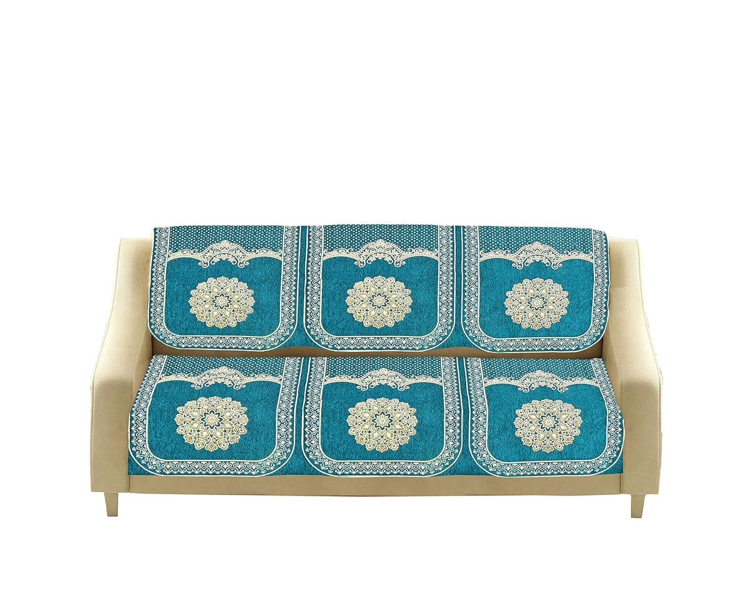 Dazzling DECOR Velvet Sofa Cover 3 Seater and 2 Seater - Premium Sofa Cover 5 Seater Full Cover Set for Couch- Heavy Fabric Sofa Seat Cover Slip Protector, 2922_Aqua