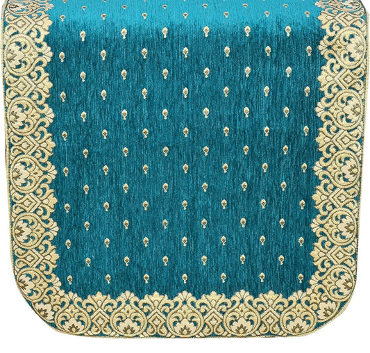Dazzling DECOR Velvet Sofa Cover for Single Seater, Geometric Pattern, 58 x 69 cm, Anti-Slip, Washable, 2 Pieces (Sky 1)