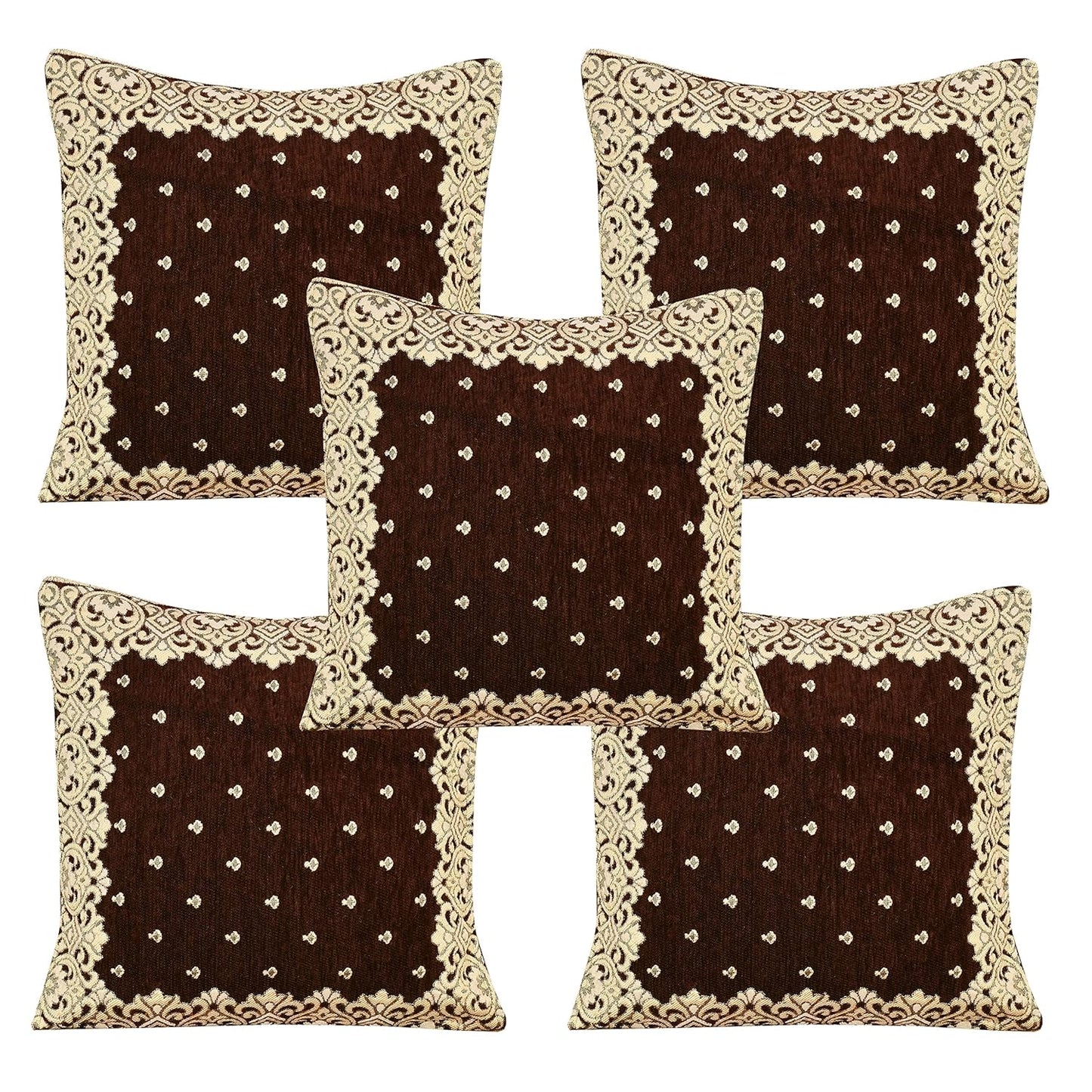 Dazzling DECOR Velvet Sofa Cover with Arm Cover and Cushion Covers Set of 5 Seater - Sofa Covers 3 Seater and 2 Seater Full Cover Set for Couch Seat - Heavy Fabric Sofa Slip Protector, 2801_Brown