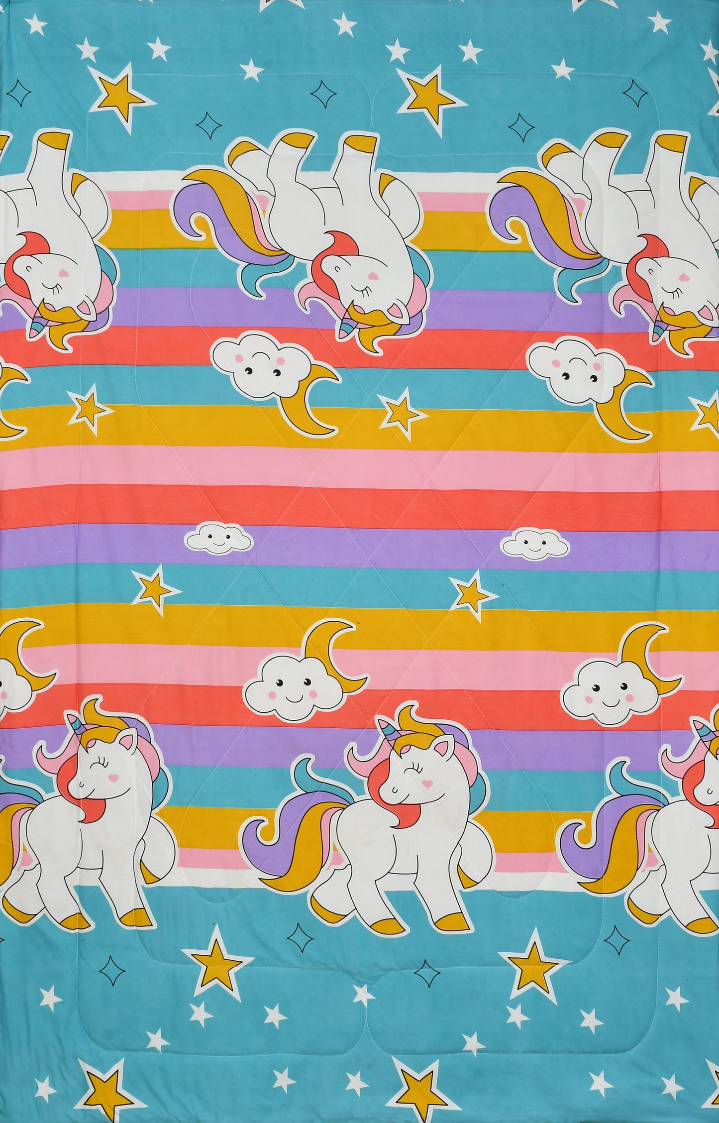 Single bed kids cartoon printed cotton bedsheet and comforter set