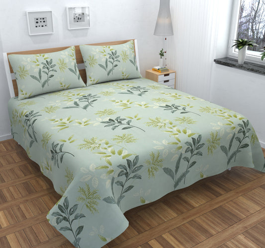 108x108 Inches Printed Cotton King Size Bedsheet with 2 Pillow Covers | Soft & Breathable Fabric Double Bed Sheet for Bedroom Décor (Blue, 108 x 108 King Size)