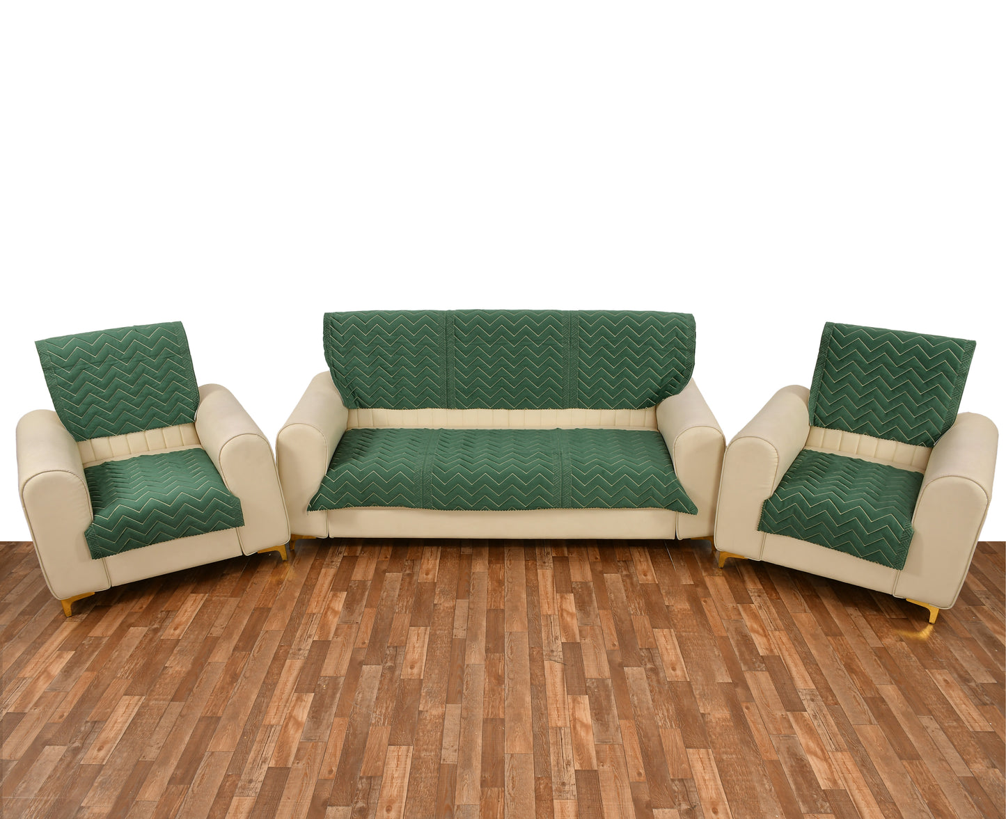 Green Sofa Cover Zigzag