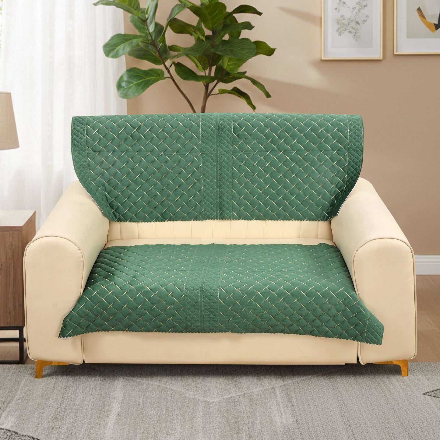 Crosscheck Green Sofa Cover