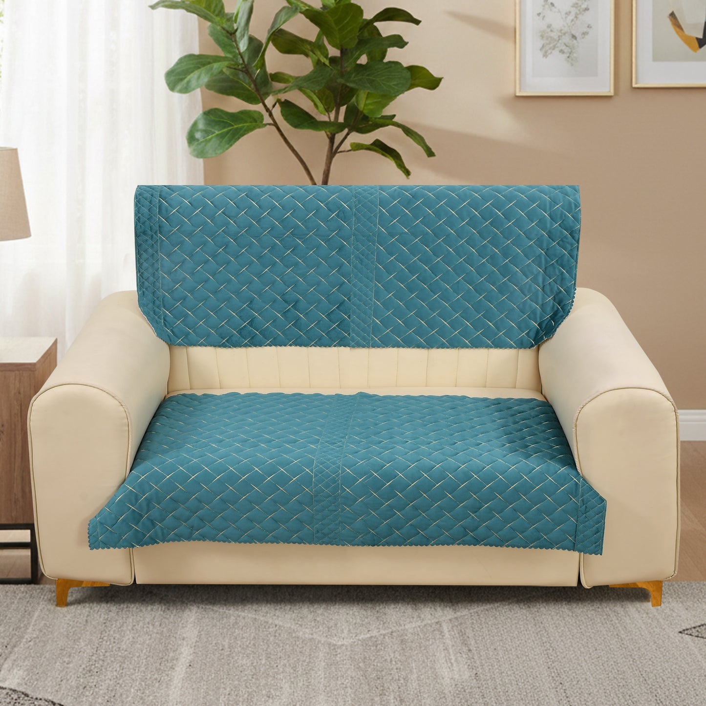 Crosscheck sky sofa cover