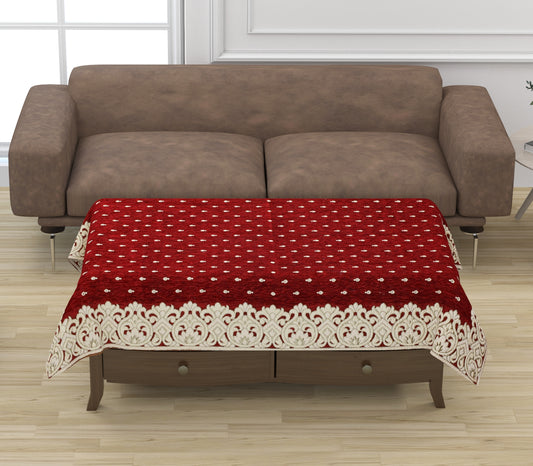 JAYVAAM Self Design 4 Seater Table Cover  (Maroon, Velvet)