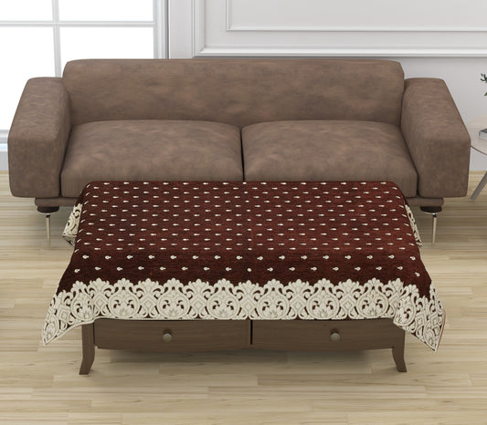 JAYVAAM Checkered 4 Seater Table Cover  (Brown, Velvet)