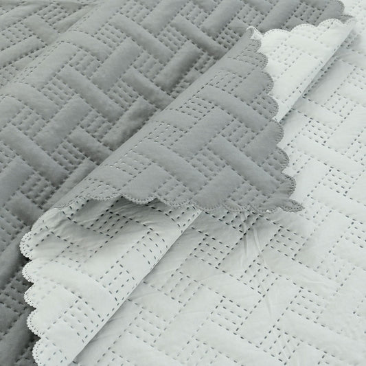 Gray colour UR (Ultrasonic Reversible) 5PC Premium Quilted Bedspread Set