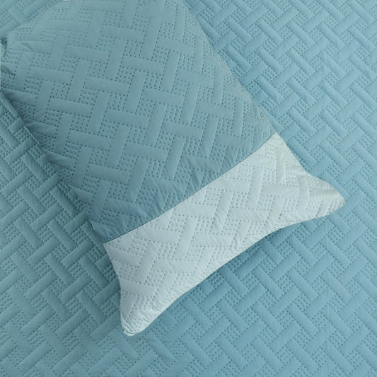 Light Blue colour UR (Ultrasonic Reversible) 5PC Premium Quilted Bedspread Set