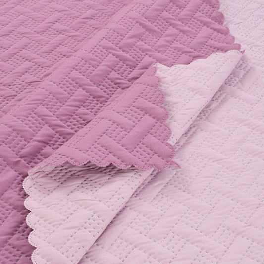 Purple colour UR (Ultrasonic Reversible) 5PC Premium Quilted Bedspread Set